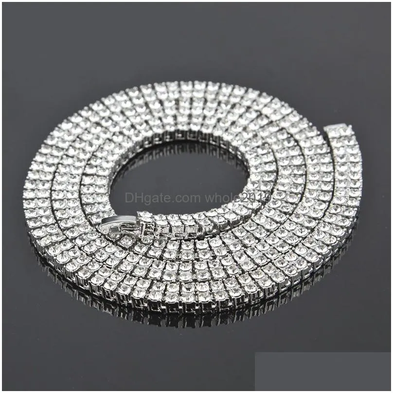 bling bling 2 row iced out chain men s white crystal rhinestone heavy thick tennis necklace for women rapper hip hop jewelry