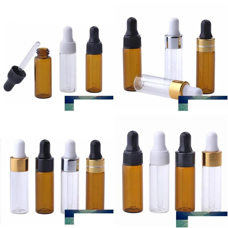 3000pcs/lot empty amber clear glass dropper bottle vials 5ml mini liquid pipette bottles for  oil perfume with price