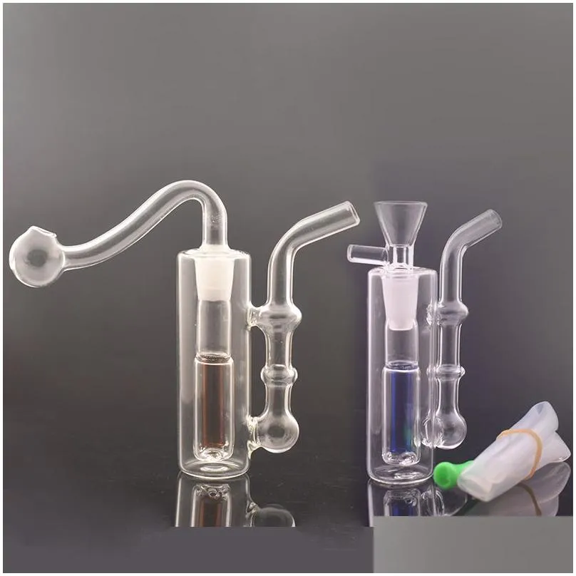 wholesale colorful mini smoking water dab rigs bong hookah with 10mm male glass tobacco or oil burner bowl and silicone hose