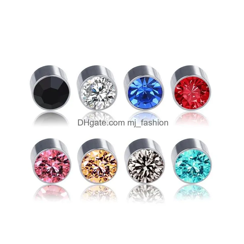 bulk stainless steel health magnetic stud clip on earrings for men women crystal punk hypoallergenic no pierced hole ear cuff jewelry