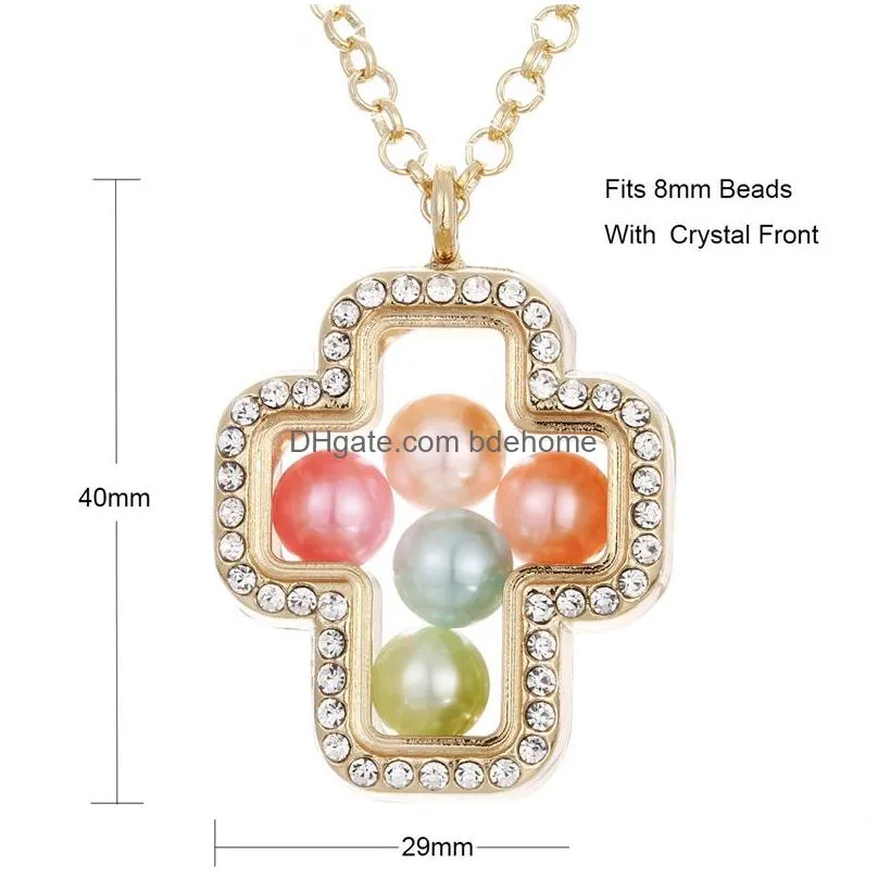 new gold pearl cage pendant necklaces for women open living memory beads glass magnetic lockets chains fashion jewelry gift