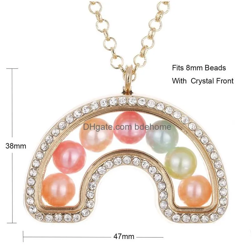 new gold pearl cage pendant necklaces for women open living memory beads glass magnetic lockets chains fashion jewelry gift