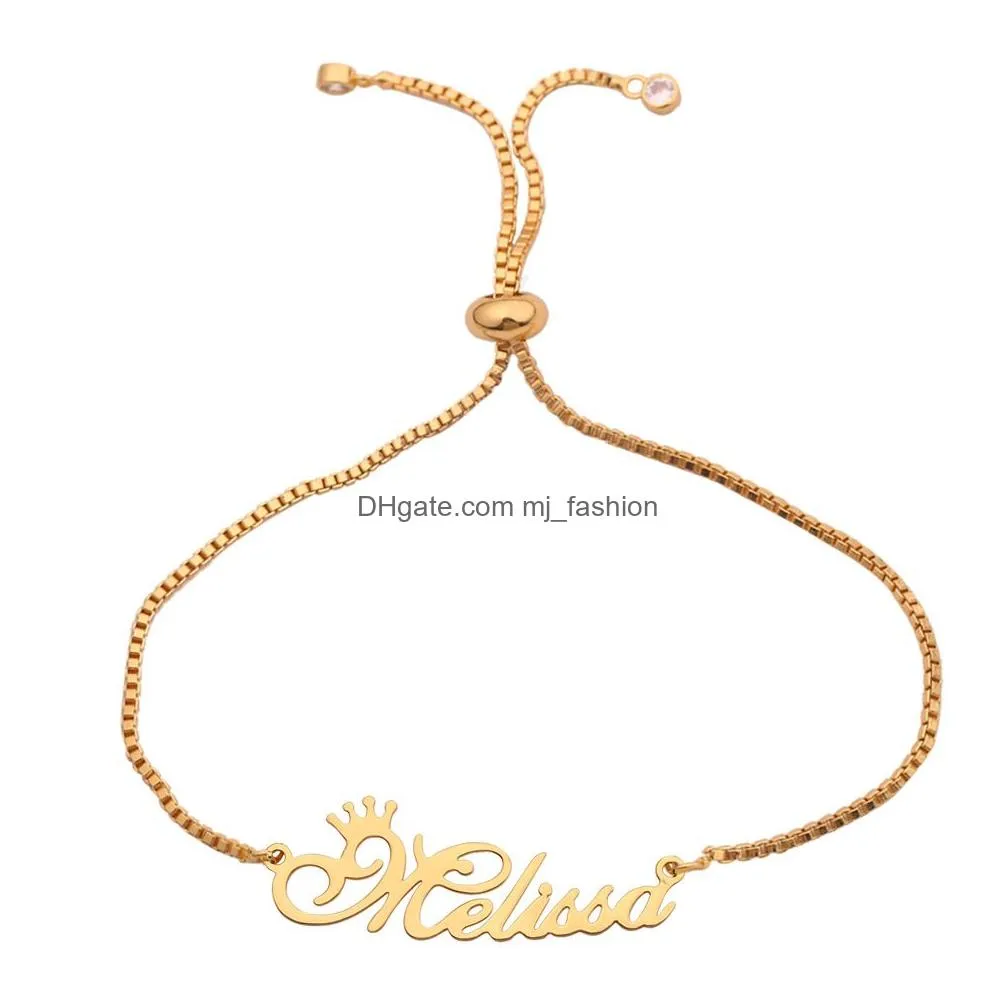 personalized custom english name necklaces bracelet for women men stainless steel letter pendant charm gold silver chains fashion