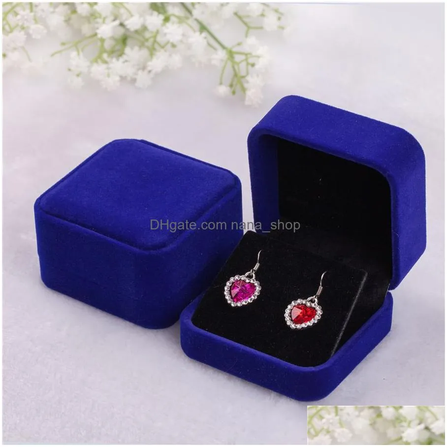 6 colors fashion velvet jewelry boxes cases for only dangle earrings wedding jewelry gift packaging display size 70mmx80mmx40mm
