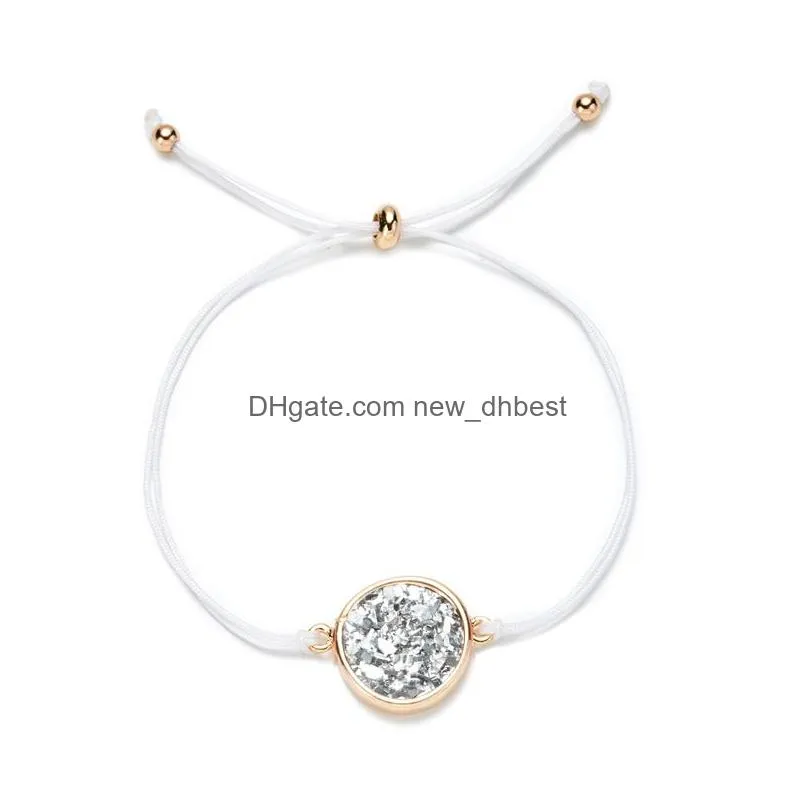 fashion druzy charm bracelets for women healing crystal stone string rope chains warp bangle female diy jewelry gift