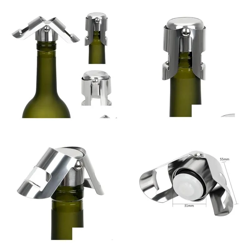 fashion stainless steel champagne sparkling stopper wine bottle stopper cork plug home bar tools