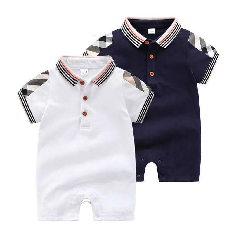 clothing sets kids designer clothes girls boys short sleeve plaid romper 100% cotton childrens infant clothing baby infant girl boy clothes