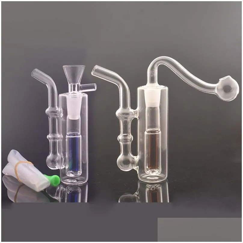 wholesale colorful mini smoking water dab rigs bong hookah with 10mm male glass tobacco or oil burner bowl and silicone hose