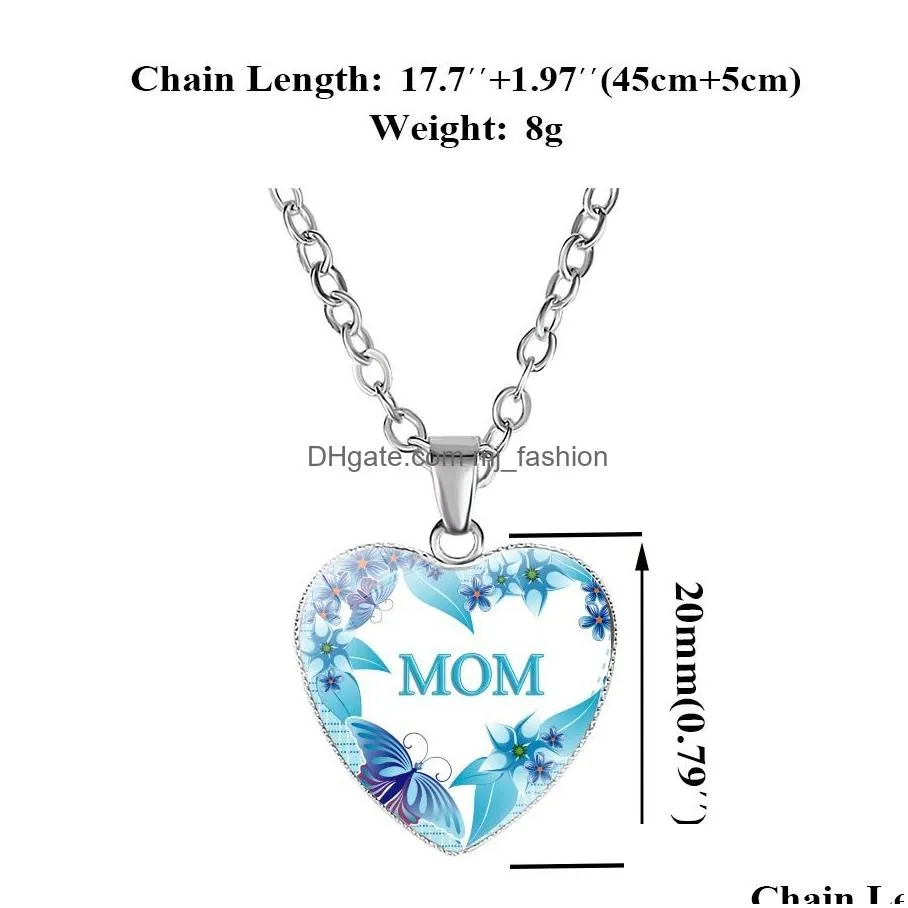 new love you mom necklace glass heart shape necklace pendants best mom ever fashion jewelry mother gift drop ship