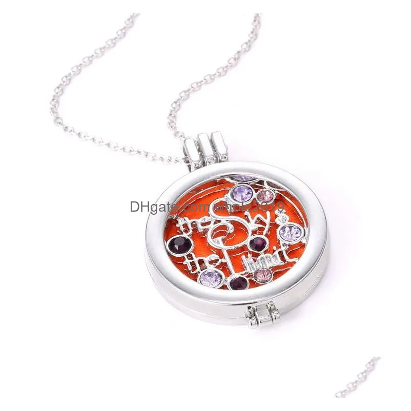 high quality aromatherapy opening floating lockets pendant necklace diamond-encrusted essential oil diffuser necklace for women