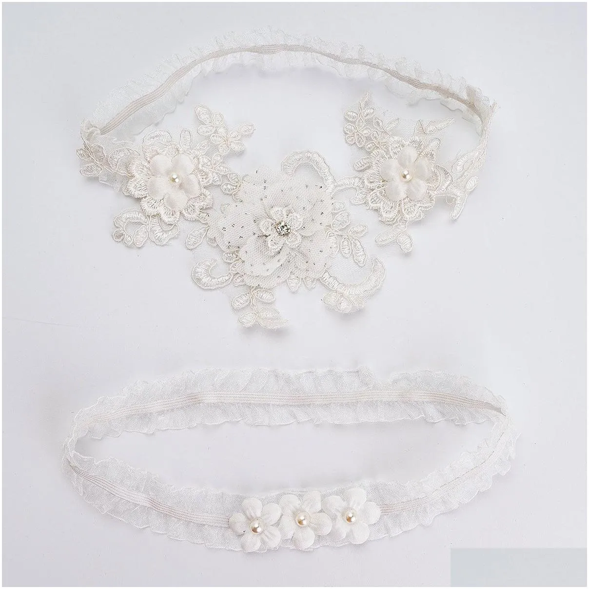 white lace flower bridal garters y rhinestones pearls wedding leg belt bridal romantic thigh garter ring for women bride accessories