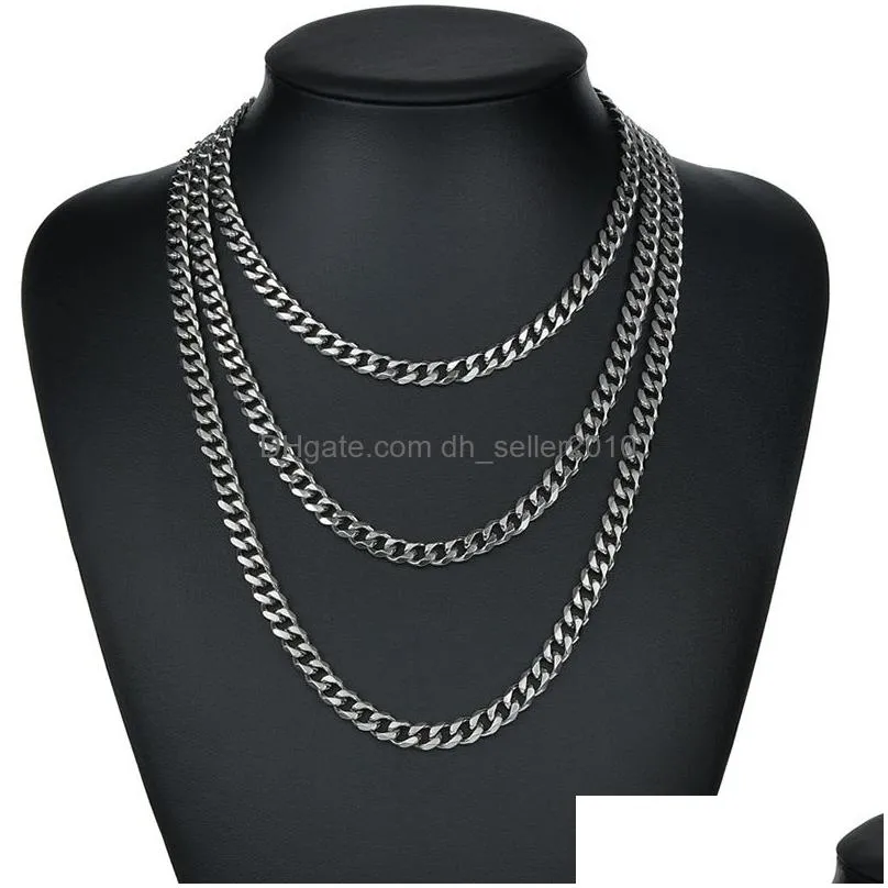 3mm 5mm stainless steel cuban link gold chain necklace for women men hip hop titanium steel choker fashion jewelry gift