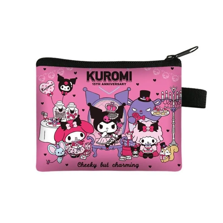 fashion kawaii pink purple kuromi coin purse big capacity coin zipper bag accessories 25 styles