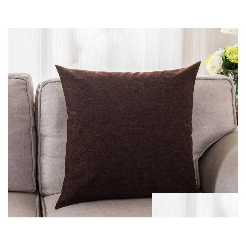 fedex solid color linen pillow case plain covers cushion cover shams burlap square throw pillowcases cushion covers for bench couch