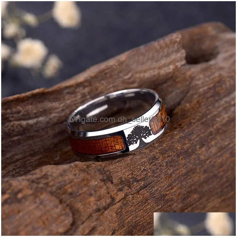 high quality couple wood rings men s cross tree of life masonic titanium steel wooden ring for women fashion jewelry in bulk