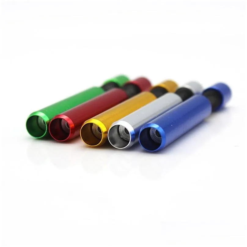 100 pcs/lot metal cigarette smoking pipes tobacco herb pipe aluminum one hitter dugout snuff snorter cigarettes holder accessories