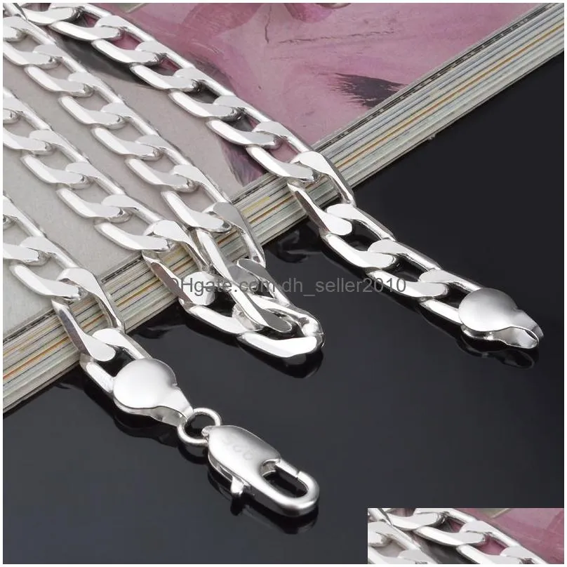 6mm 8mm 925 sterling silver cuba chains high quality 16 18 20 22 24 inches silver plated necklace for women ladies fashion jewelry