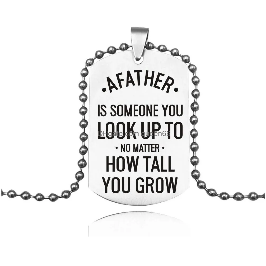 to my son daughter love dad necklaces for men women stainless steel dog tag pendant beads chains fashion family jewelry gift