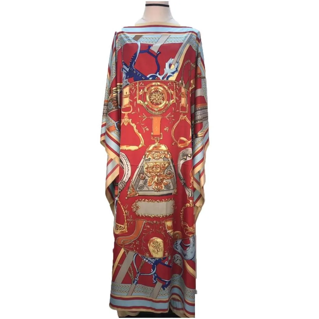 ethnic clothing length 130cm bust 130 cm elegant printed silk caftan lady dresses loose style dashiki african muslim women long