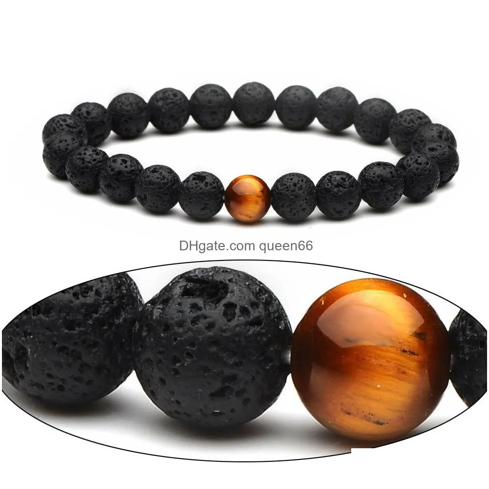 8mm  oil diffuser beads bracelet men s handmade lava rock tiger eye natural stone bangle for women fashion crafts jewelry
