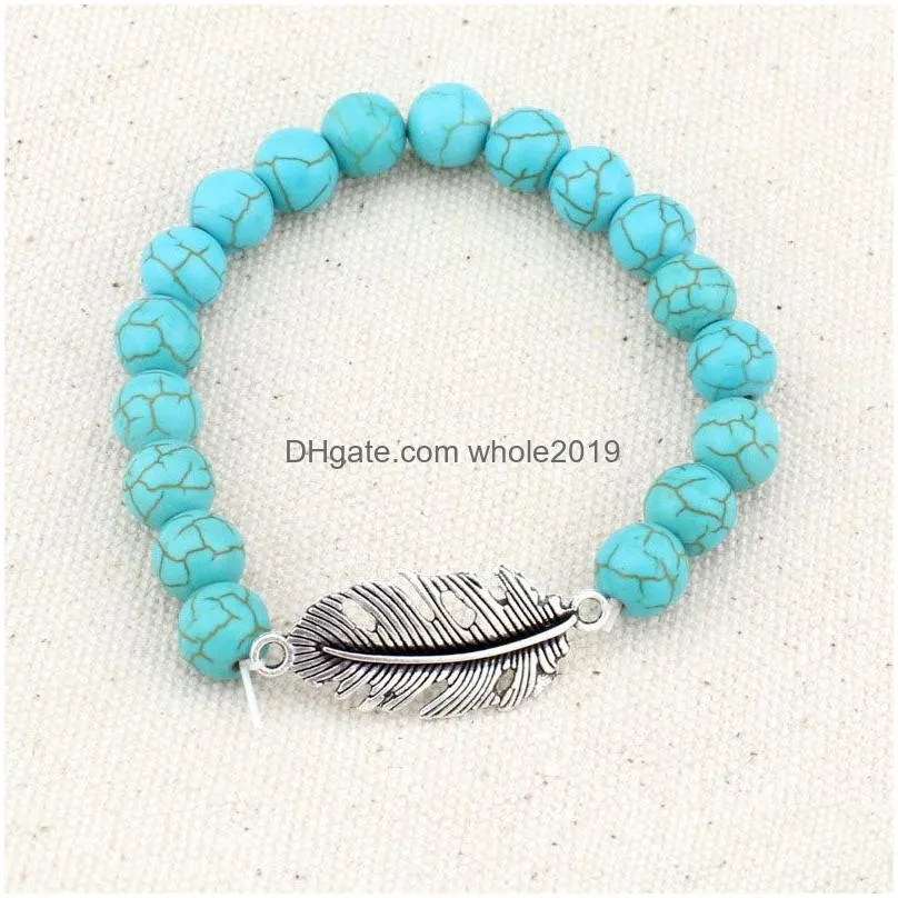 2016 new uni bracelet ethnic style jewelry handmade natural turquoise charm bracelet very beautiful gift high quality chain