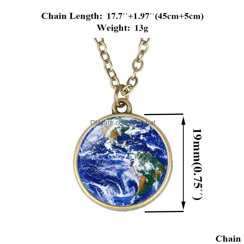 eight planet space glass ball necklace glow in the dark sun earth glass sphere pendant necklaces solar system galaxy jewelry gift