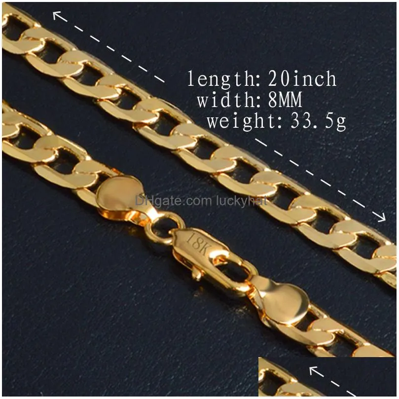 4-10mm gold cuban link chain necklace for women men 20 inches hip hop rapper choker fashion jewelry gift