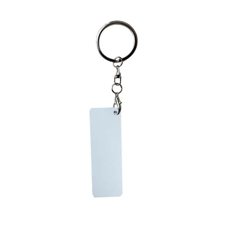 dhs200pcs pendants sublimation aluminium alloy keychains transfer printing blank diy custom consumables keyring two sides printed