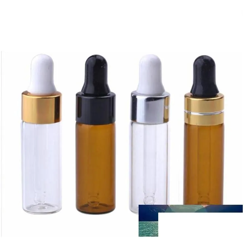 3000pcs/lot empty amber clear glass dropper bottle vials 5ml mini liquid pipette bottles for  oil perfume with price