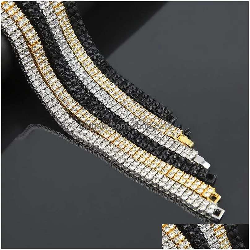 bling bling 2 row iced out chain men s white crystal rhinestone heavy thick tennis necklace for women rapper hip hop jewelry