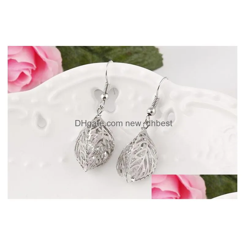 fashion jewelry earrings hollow double sided leaves dangle chandelier earrings for women ladies wedding drop earring