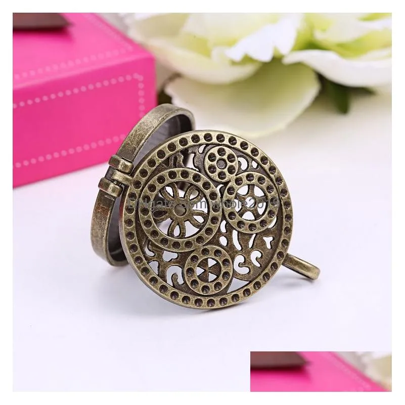 fashion  oil diffuser pendant necklaces womens jewelry aromatherapy diffuser lockets necklace bronze steampunk wheel gear