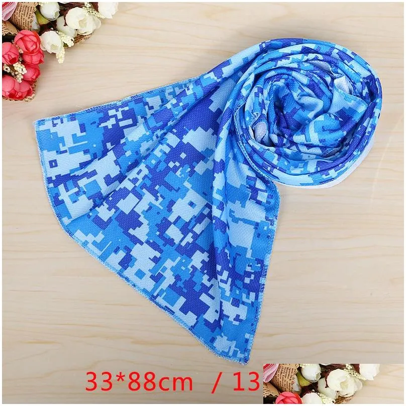 camouflage cool towels summer sunstroke ice cold towel yoga exercise sports neck cooler quick dry soft breathable sport towel dbc