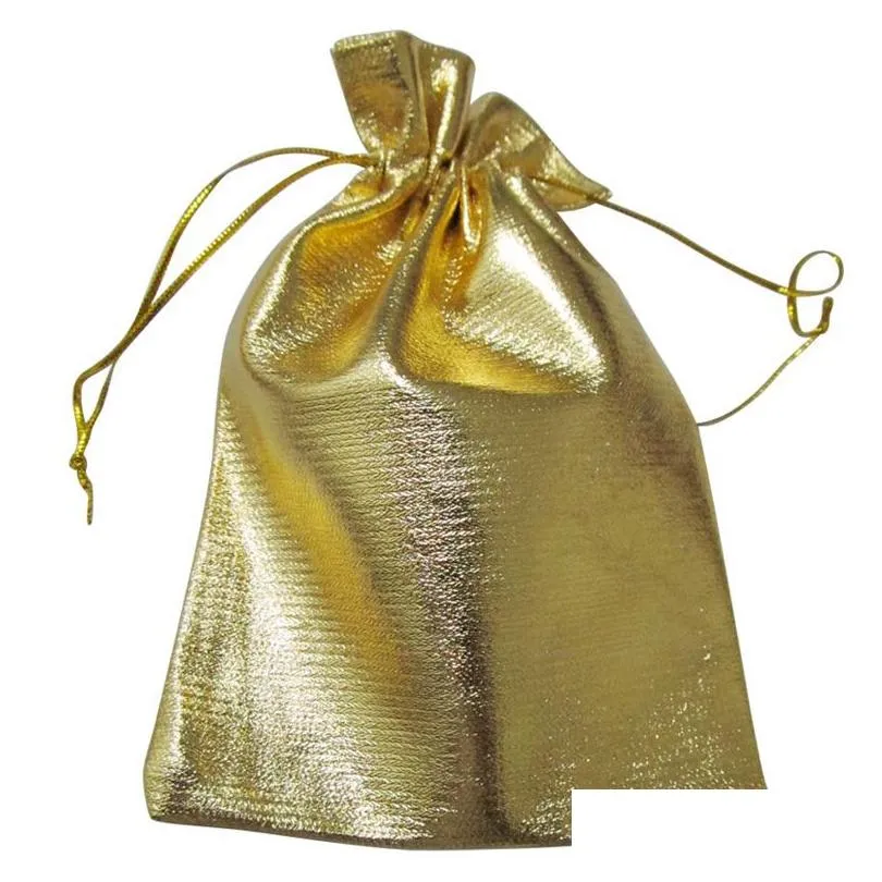 gold/silver cloth packing bags jewellery pouches wedding favors christmas party gift bag 7x9cm / 9x12cm