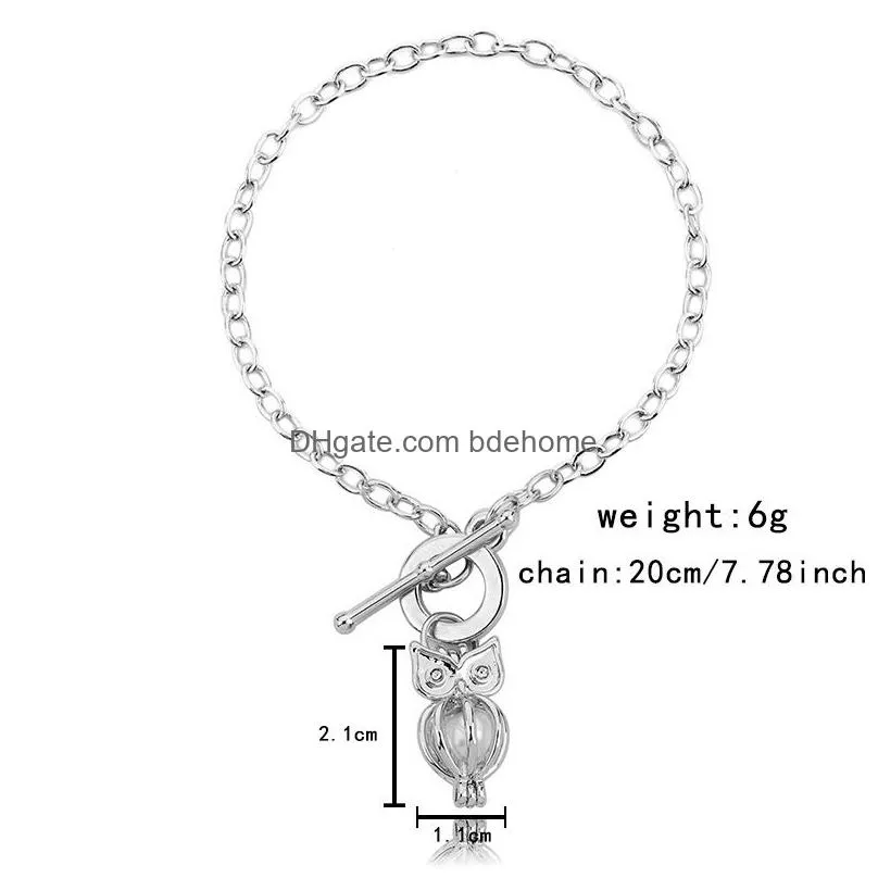 fashion natural pearls cage charm bracelets opening gun owl star shell shark locket pendant bangle for women men jewelry best gift