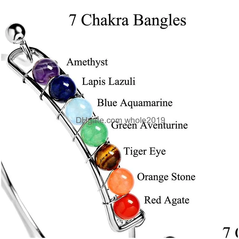 fashion 7 chakra wire bangle for women yoga natural stone beads charm bracelets reiki spiritual buddha 2019 personalized jewelry in