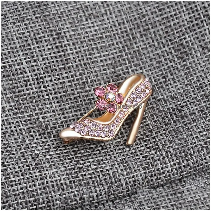 new arrival bling  high heels brooches rhinestone dance shoes collar lapel pins badge for women men jewelry gift