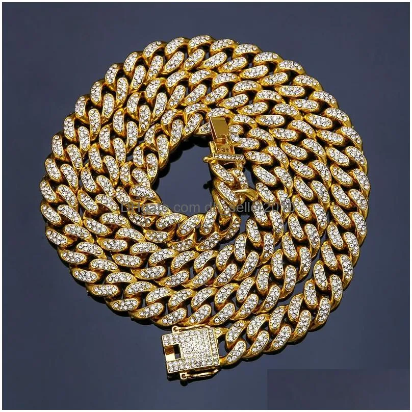 hip hop bling mens chains jewelry gold silver  cuban link chain necklaces for male hiphop diamond iced out chian necklaces