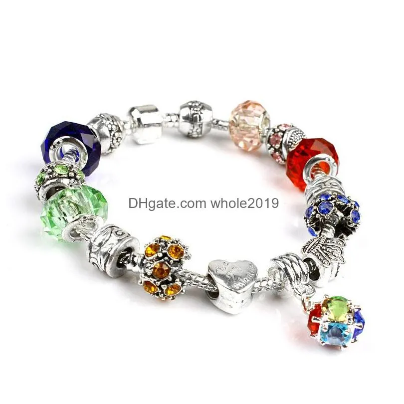 summer style crystal charms bracelets bangles silver plated european authentic beads chain bracelet for women original diy jewelry