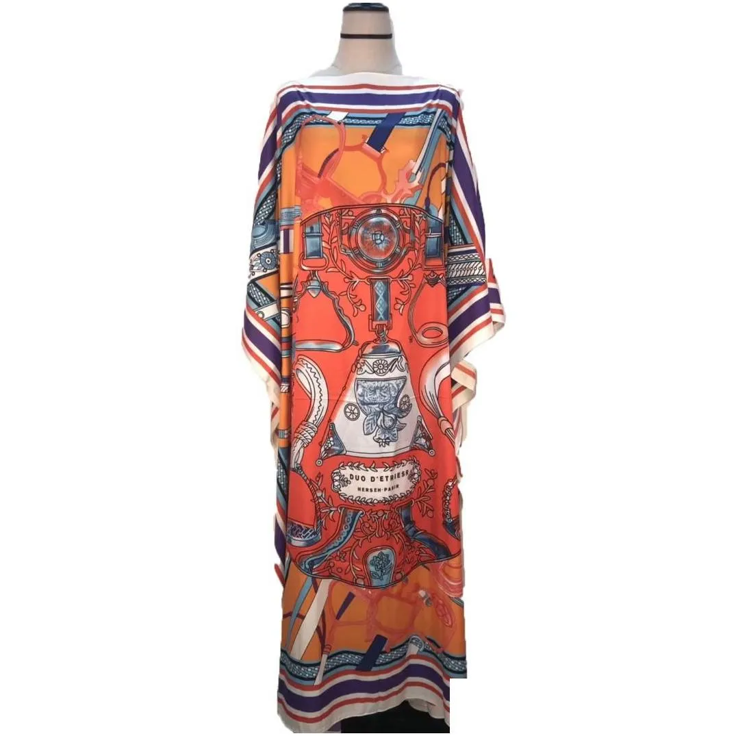 ethnic clothing length 130cm bust 130 cm elegant printed silk caftan lady dresses loose style dashiki african muslim women long