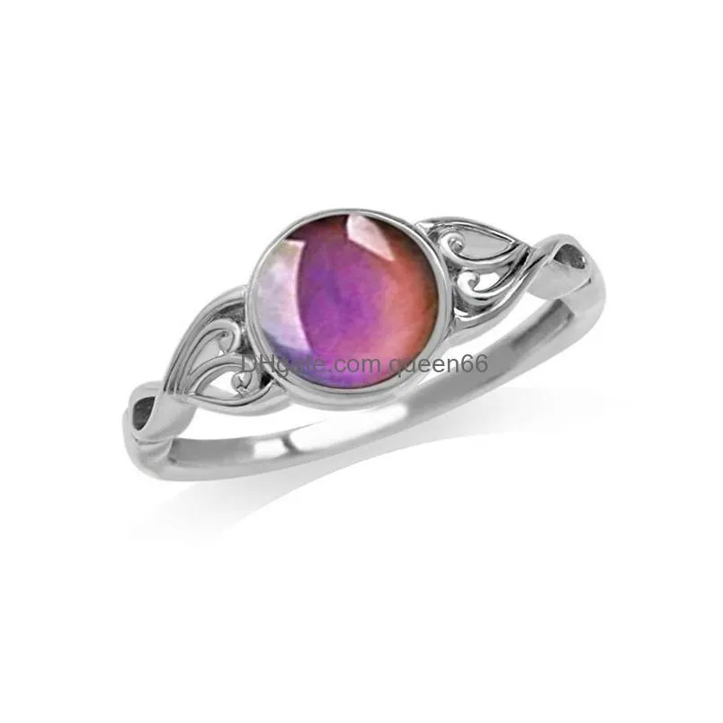 creative temperature sensitive change color mood rings for women vintage opal gemstone wedding finger ring fashion emotion jewelry