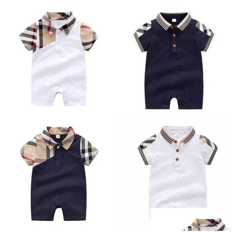clothing sets kids designer clothes girls boys short sleeve plaid romper 100% cotton childrens infant clothing baby infant girl boy clothes