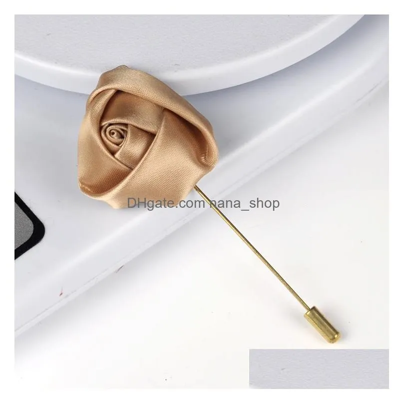 mens lapel pins handmade rose flower brooches boutonniere stick for man suits jewelry accessories