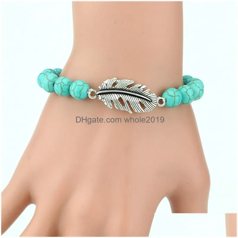2016 new uni bracelet ethnic style jewelry handmade natural turquoise charm bracelet very beautiful gift high quality chain