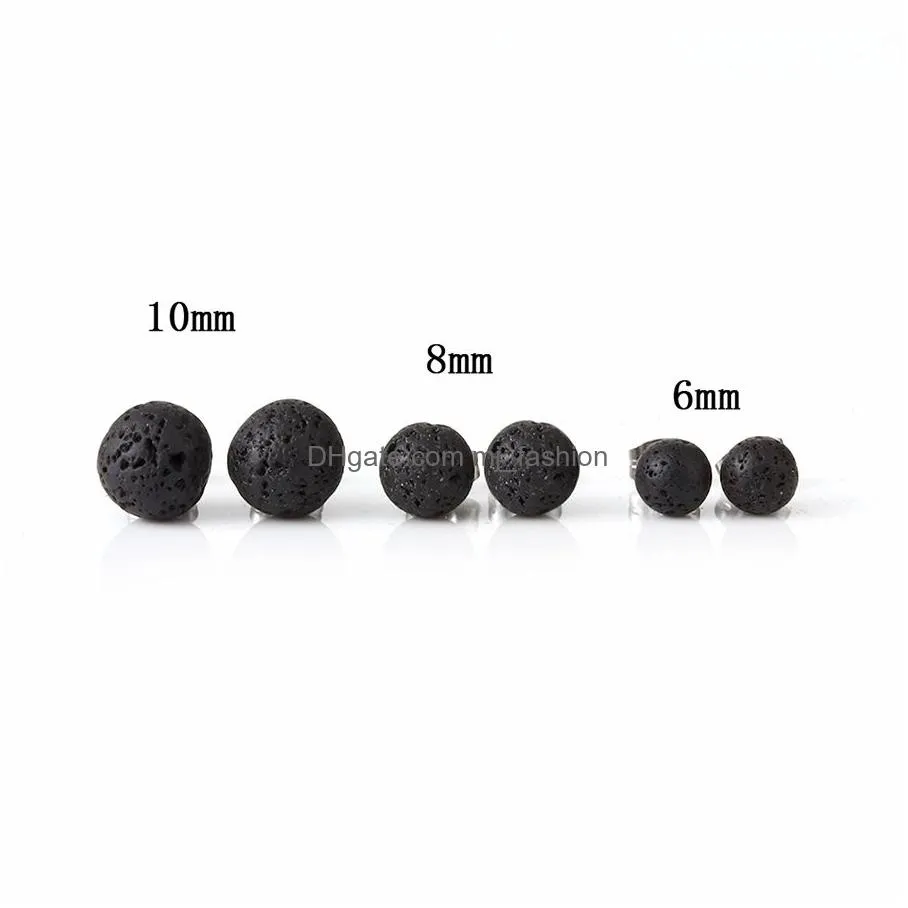 6mm 8mm 10mm lava  earrings essential oil diffuser natural stone stainless steel ear pin for women fashion aromatherapy