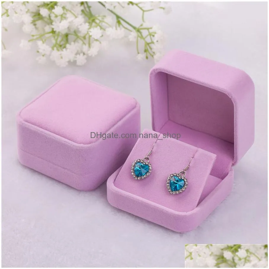 6 colors fashion velvet jewelry boxes cases for only dangle earrings wedding jewelry gift packaging display size 70mmx80mmx40mm