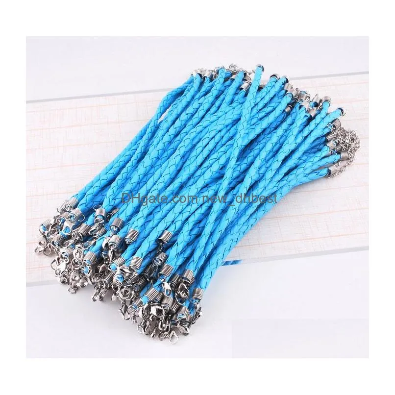 10pcs/lot hot pu leather charm bracelet braided rope chain wristband fit diy beads bangle for women men s fashion jewelry in bulk