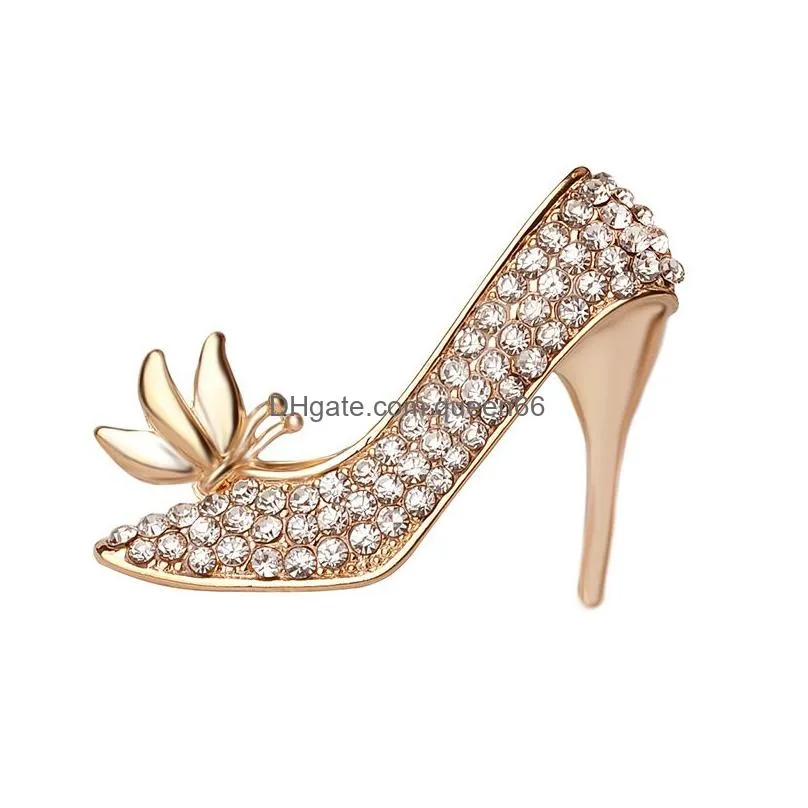 new arrival bling  high heels brooches rhinestone dance shoes collar lapel pins badge for women men jewelry gift