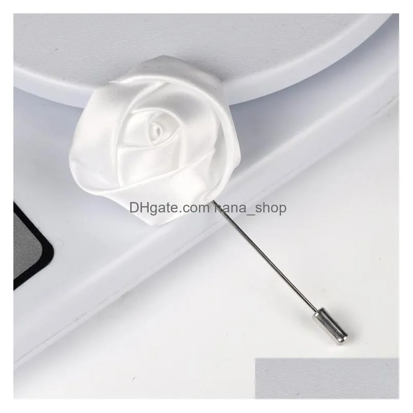 mens lapel pins handmade rose flower brooches boutonniere stick for man suits jewelry accessories