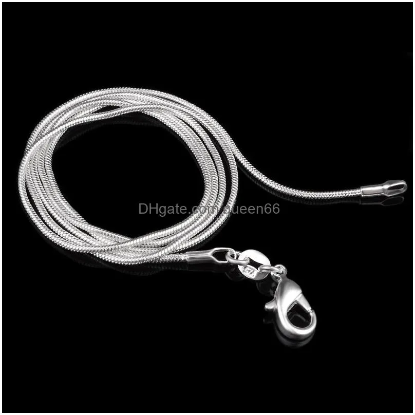 1mm 2mm 925 sterling silver snake chains choker necklaces jewelry in bulk optional size 16 18 20 22 24 26 28 30 inches